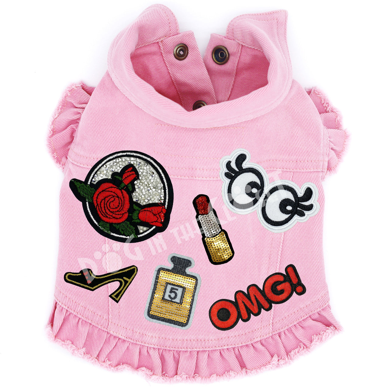 I Love Red Denim Dog Jacket