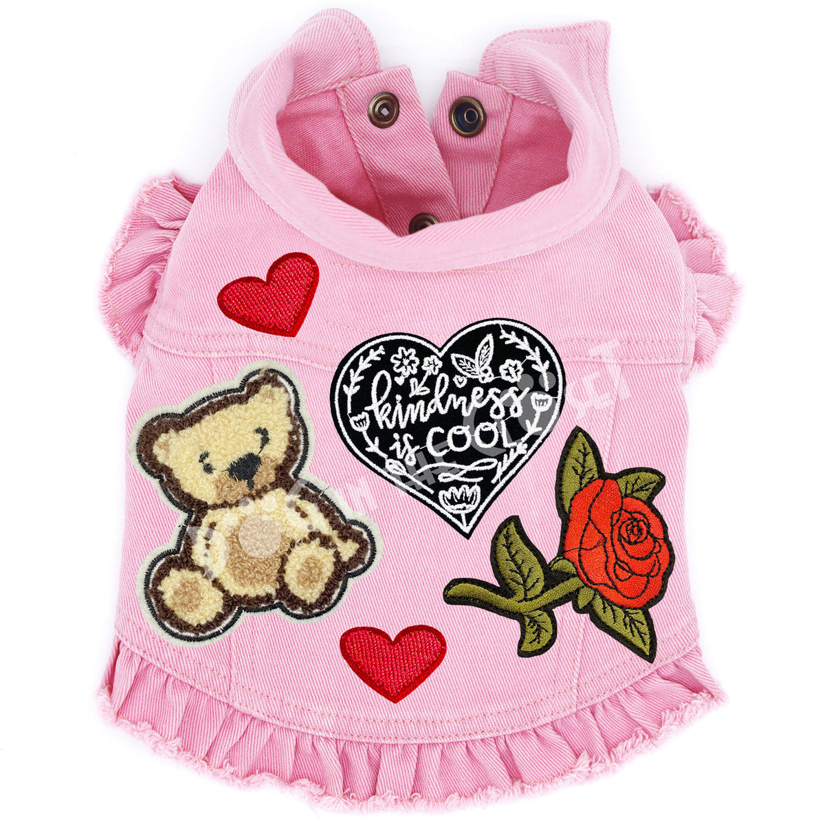 Kindness is Cool Little Bear Denim Dog Jacket