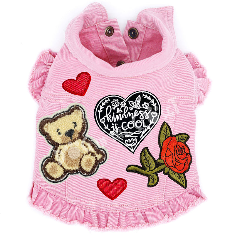Kindness is Cool Little Bear Denim Dog Jacket