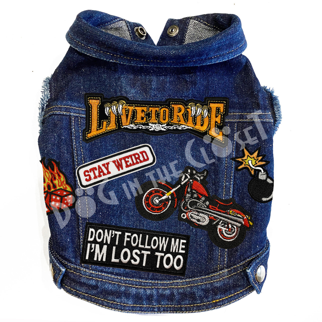 Live to Ride Denim Dog Jacket