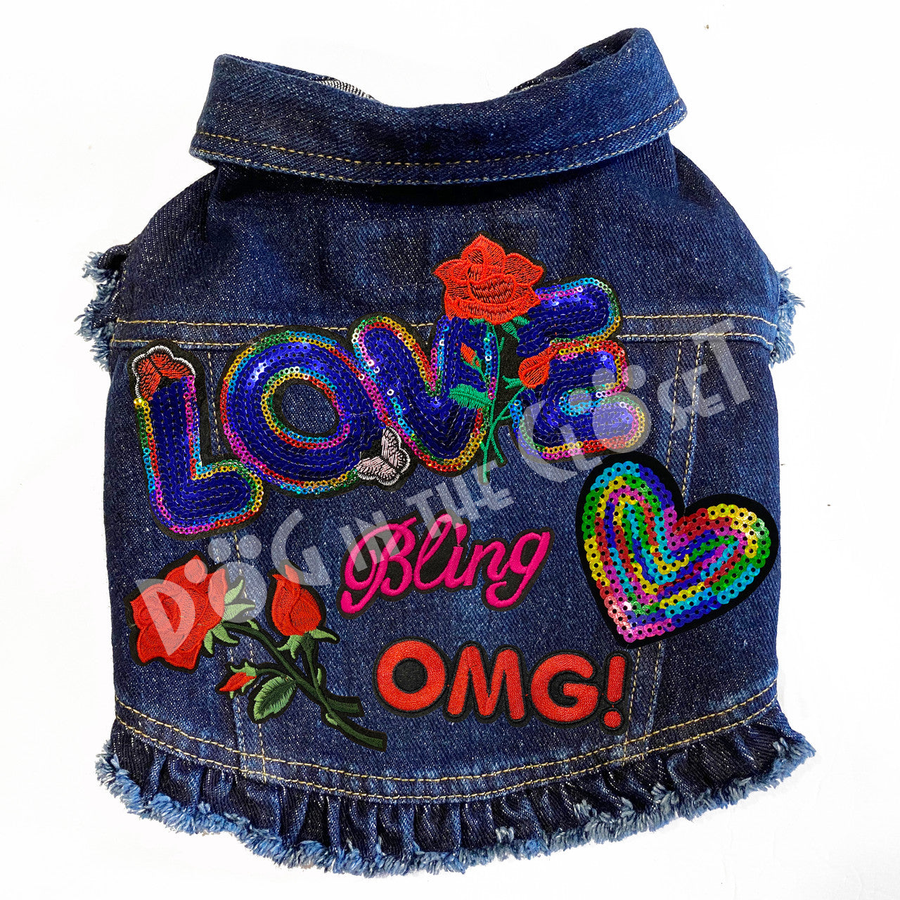 Love Bling Denim Dog Jacket