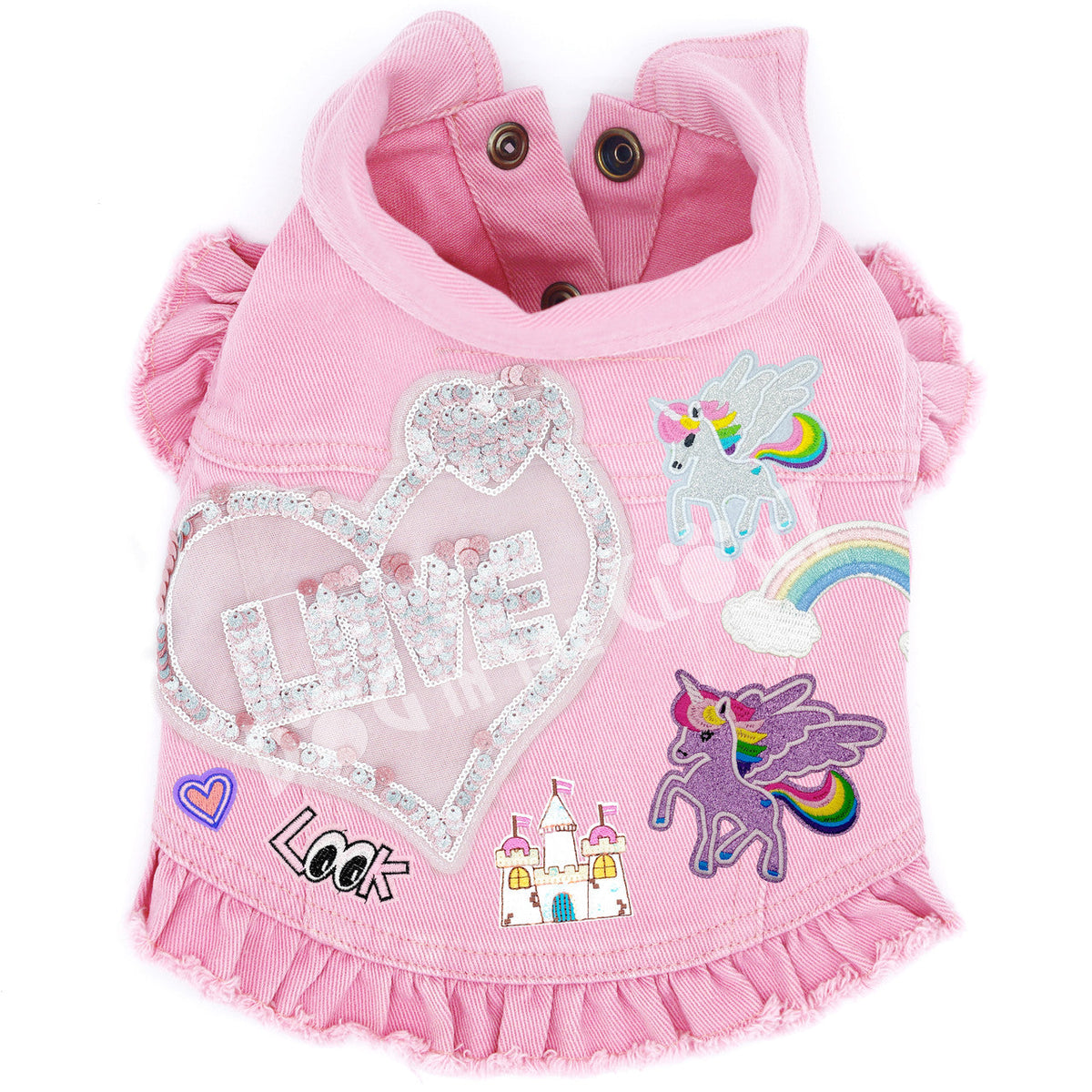 Love Unicorns & Rainbows Denim Dog Jacket