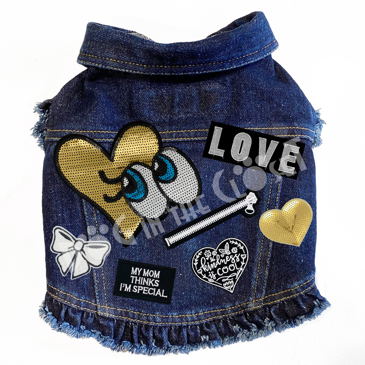 Love Big Eyes Denim Dog Jacket