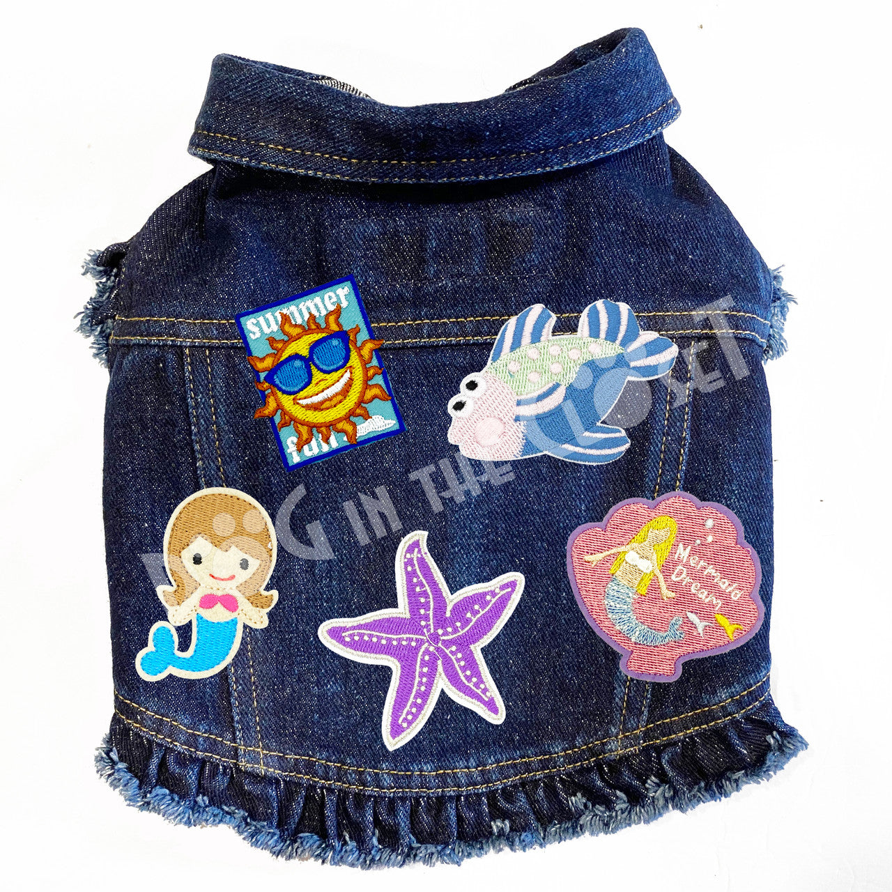 Mermaid Dreams Denim Dog Jacket