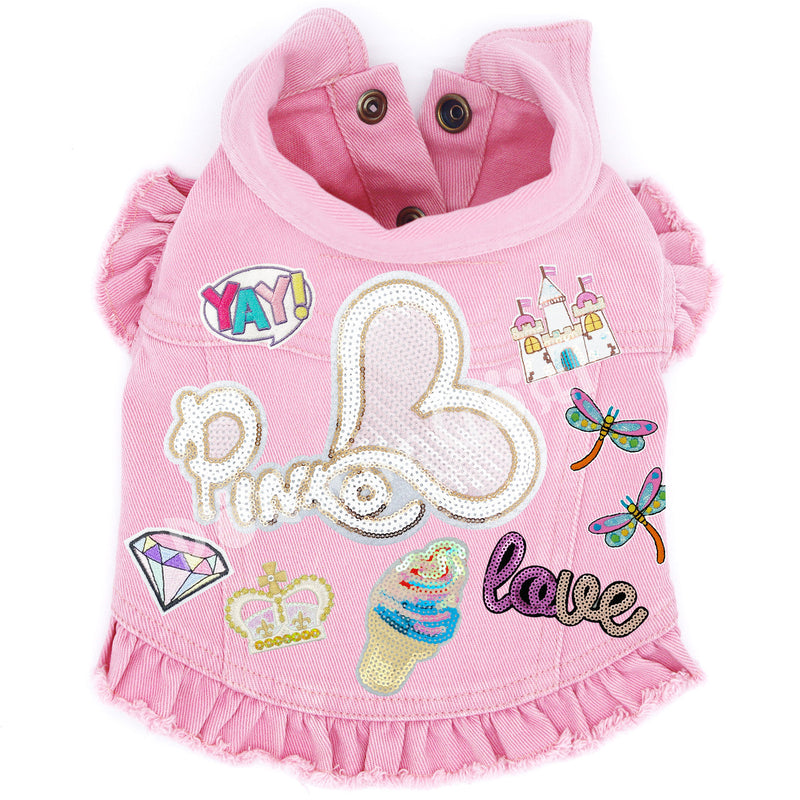 Pink Love Denim Dog Jacket