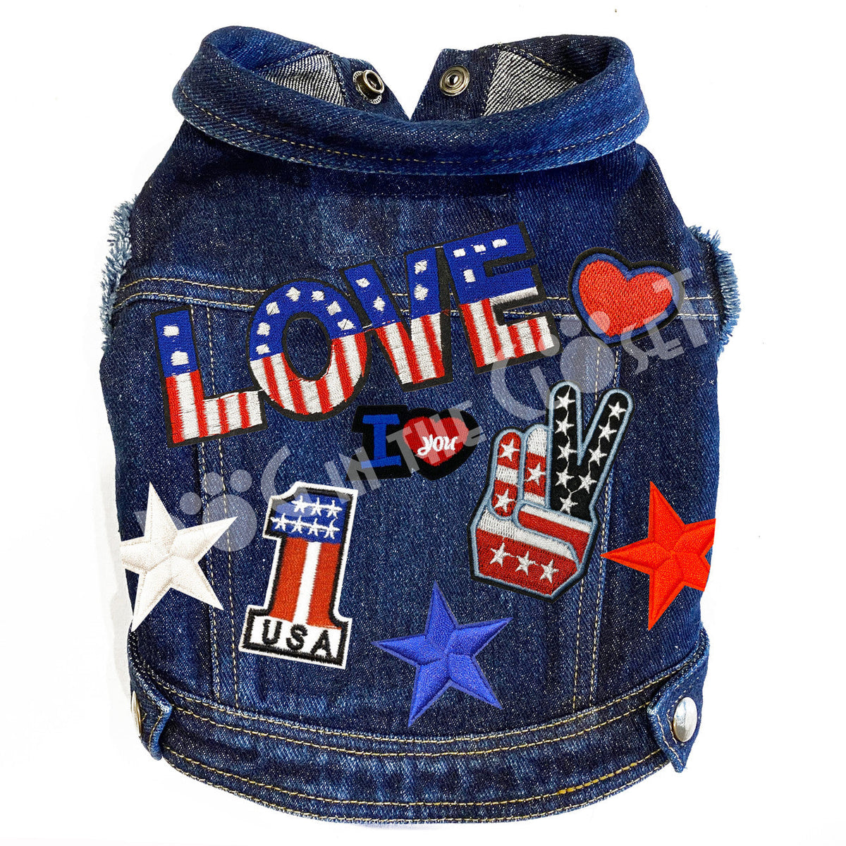RWB Love Denim Dog Jacket