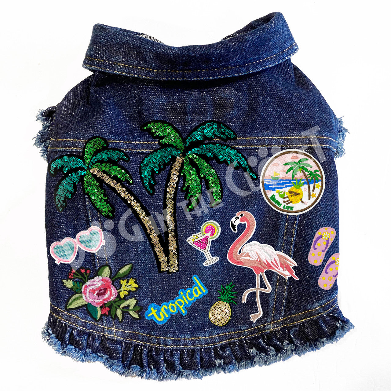 Tropical Paradise Denim Dog Jacket