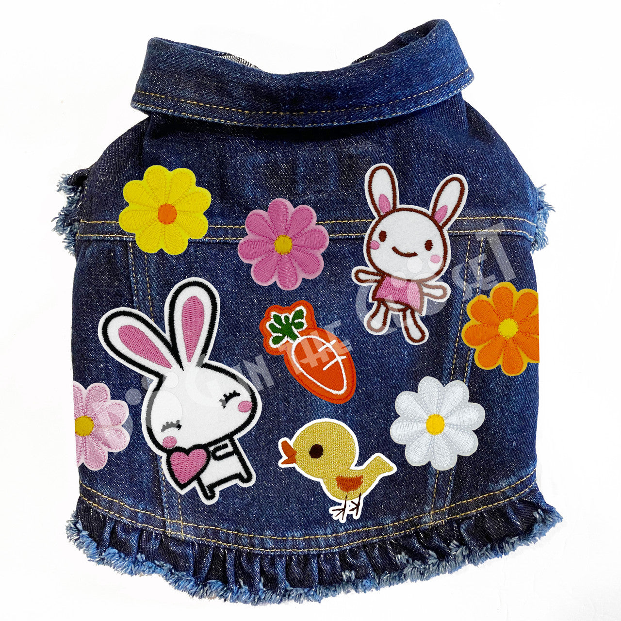 Easter Bunny Denim Dog Jacket