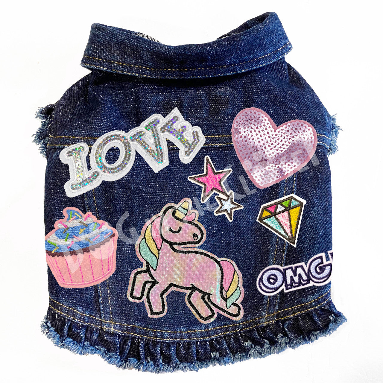 Love Unicorns Denim Dog Jacket