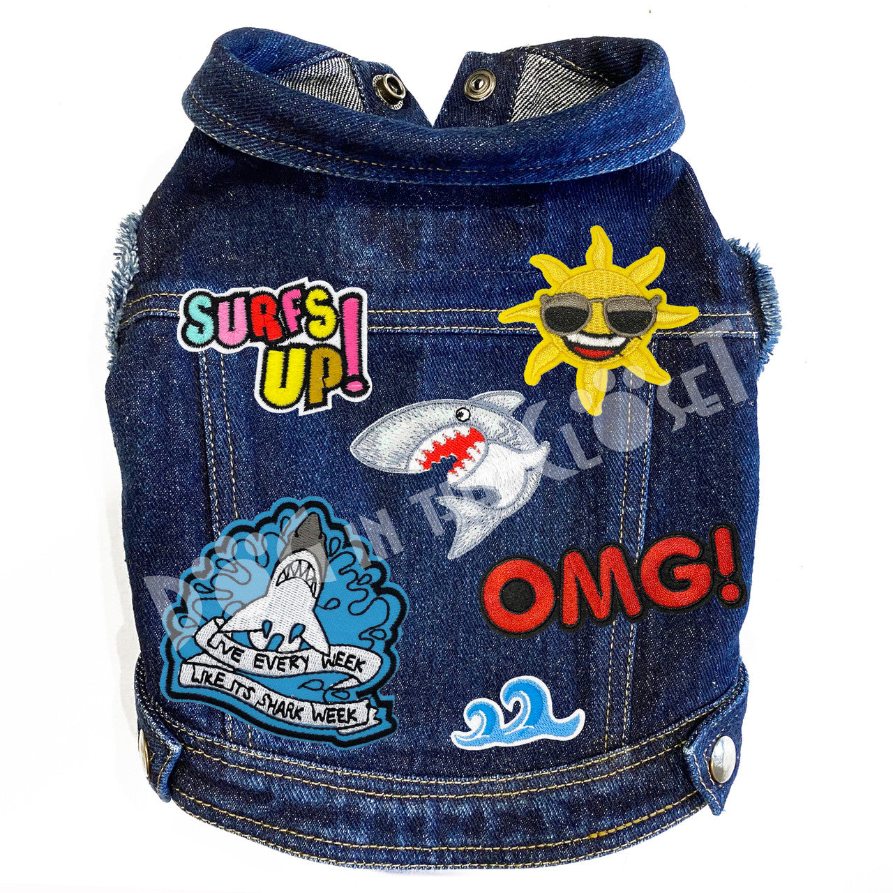 Shark Week Denim Dog Jacket