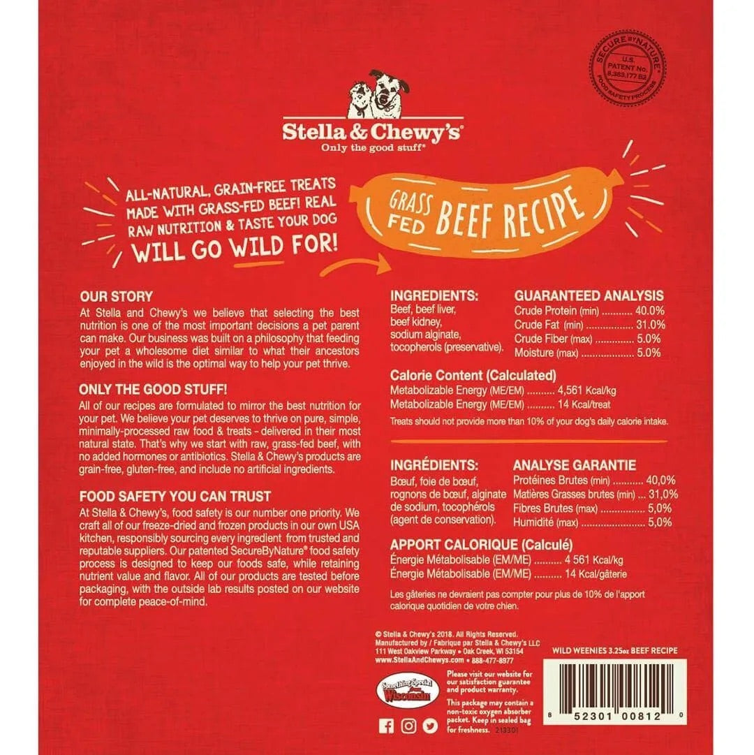 Stella & Chewys Freeze Dried Wild Weenies Beef Dog Treats (11.5oz) - HT Animal Supply