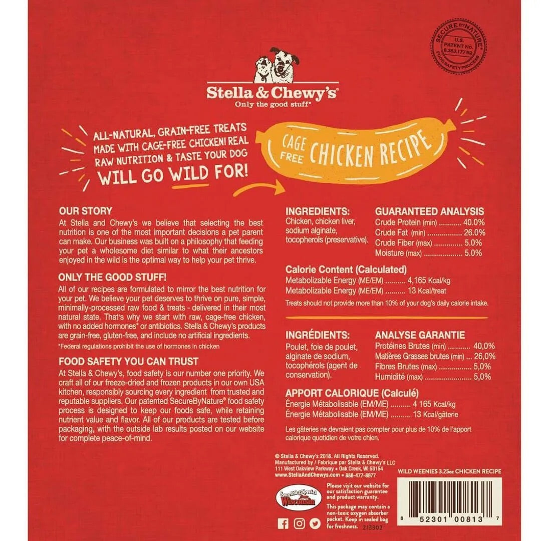 Stella & Chewys Freeze Dried Wild Weenies Chicken Dog Treats (11.5oz) - HT Animal Supply