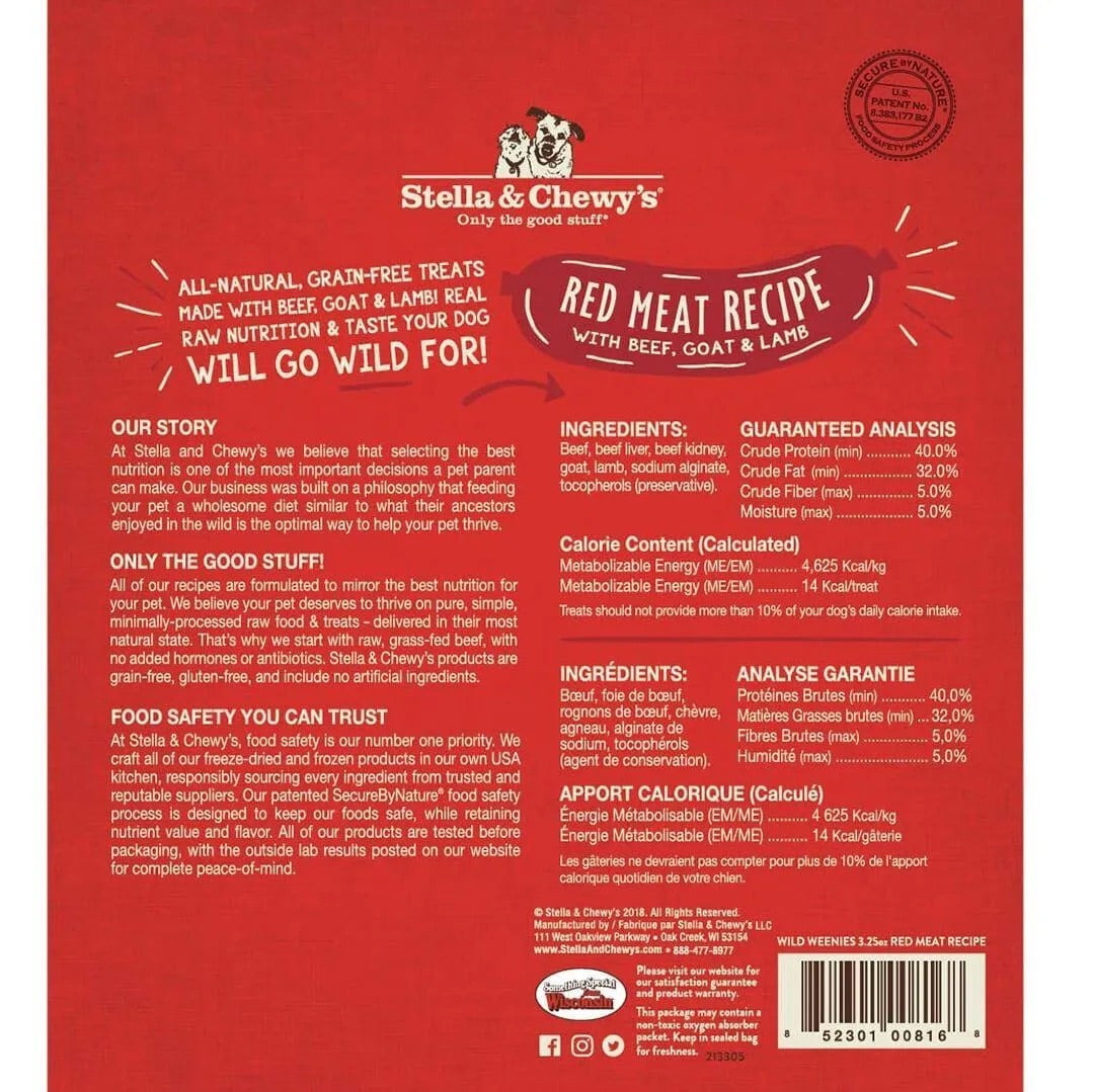 Stella & Chewys Freeze Dried Wild Weenies Red Meat Dog Treats (3.25oz) - HT Animal Supply
