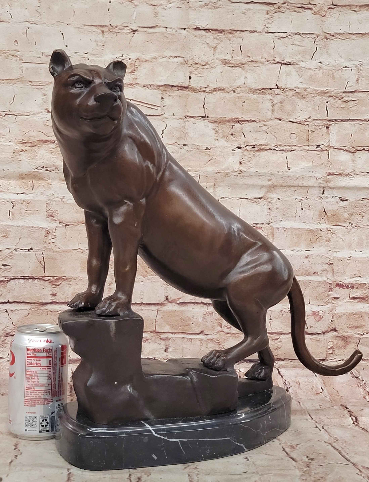 Bronze Panther Sculpture – Powerful Big Cat Statue on Marble Base