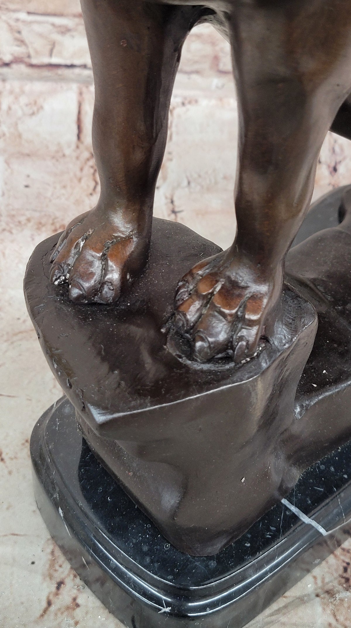 Bronze Panther Sculpture – Powerful Big Cat Statue on Marble Base