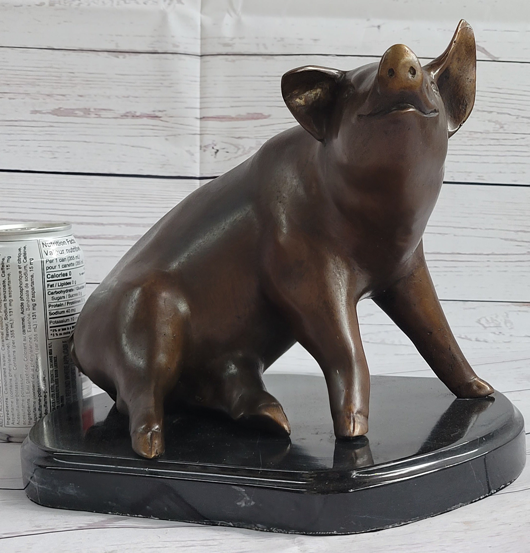 Bronze Metal Cute Pig Statue Sculpture Figure Figurine after PJ Mene 8.5" x 10"