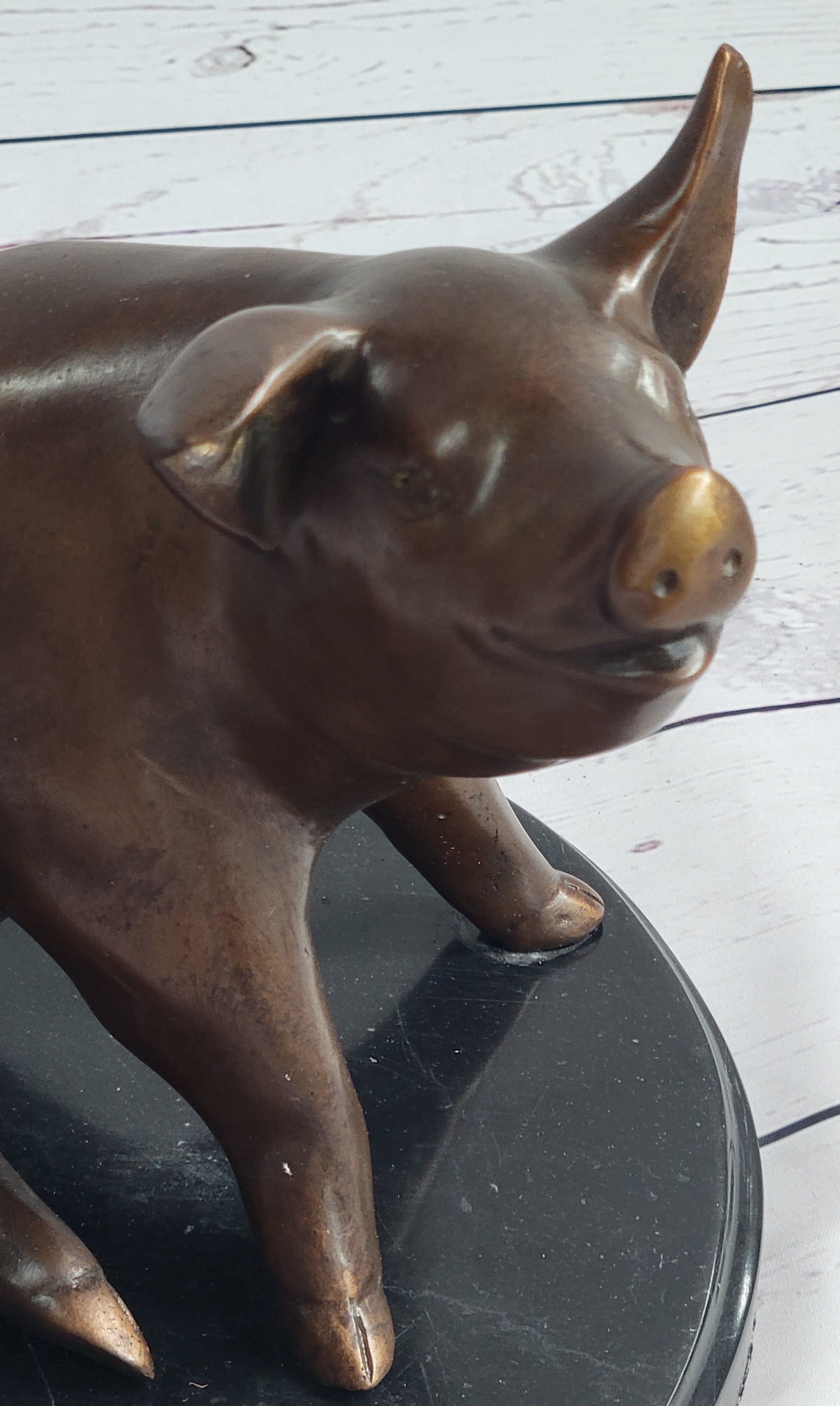 Bronze Metal Cute Pig Statue Sculpture Figure Figurine after PJ Mene 8.5" x 10"