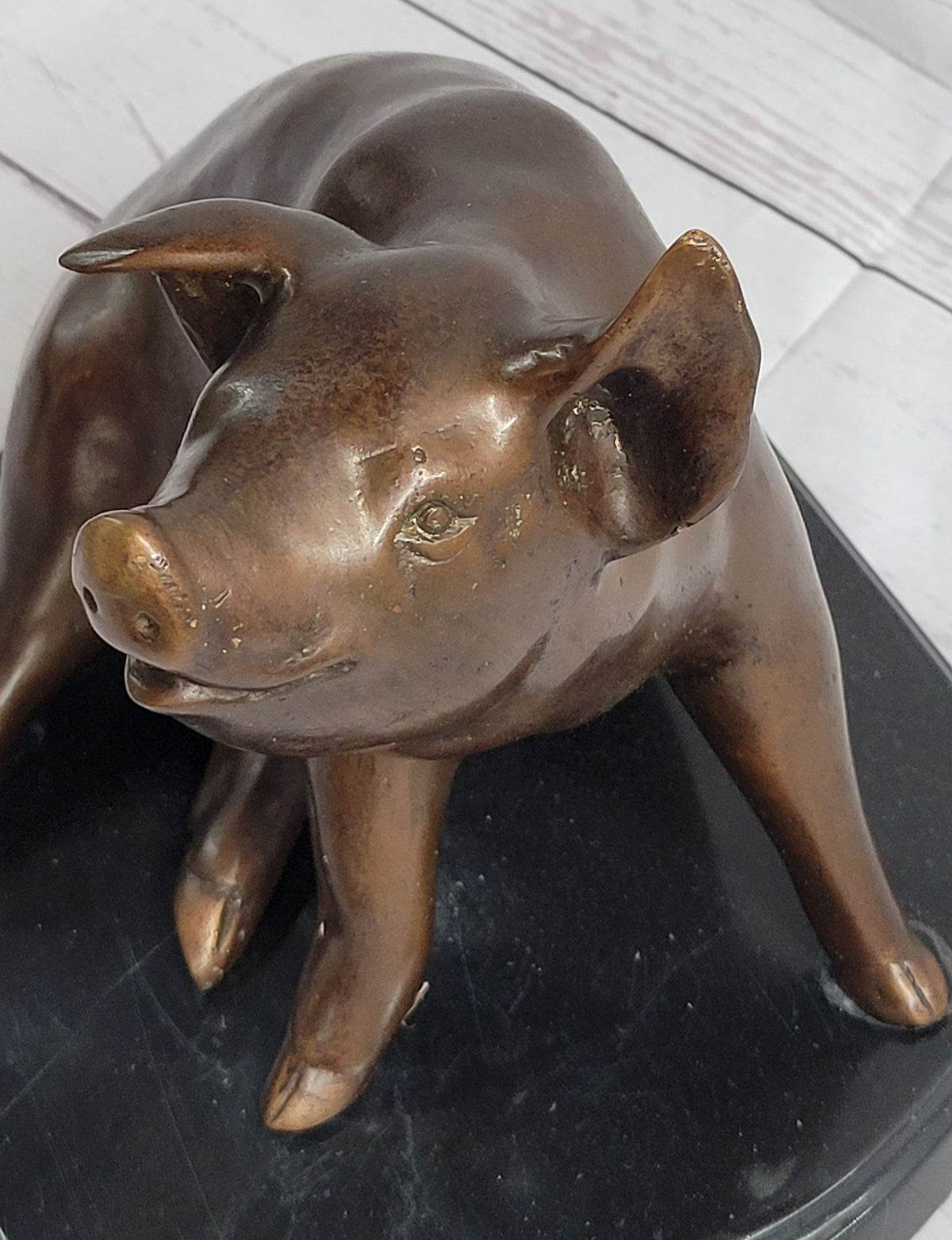Bronze Metal Cute Pig Statue Sculpture Figure Figurine after PJ Mene 8.5" x 10"