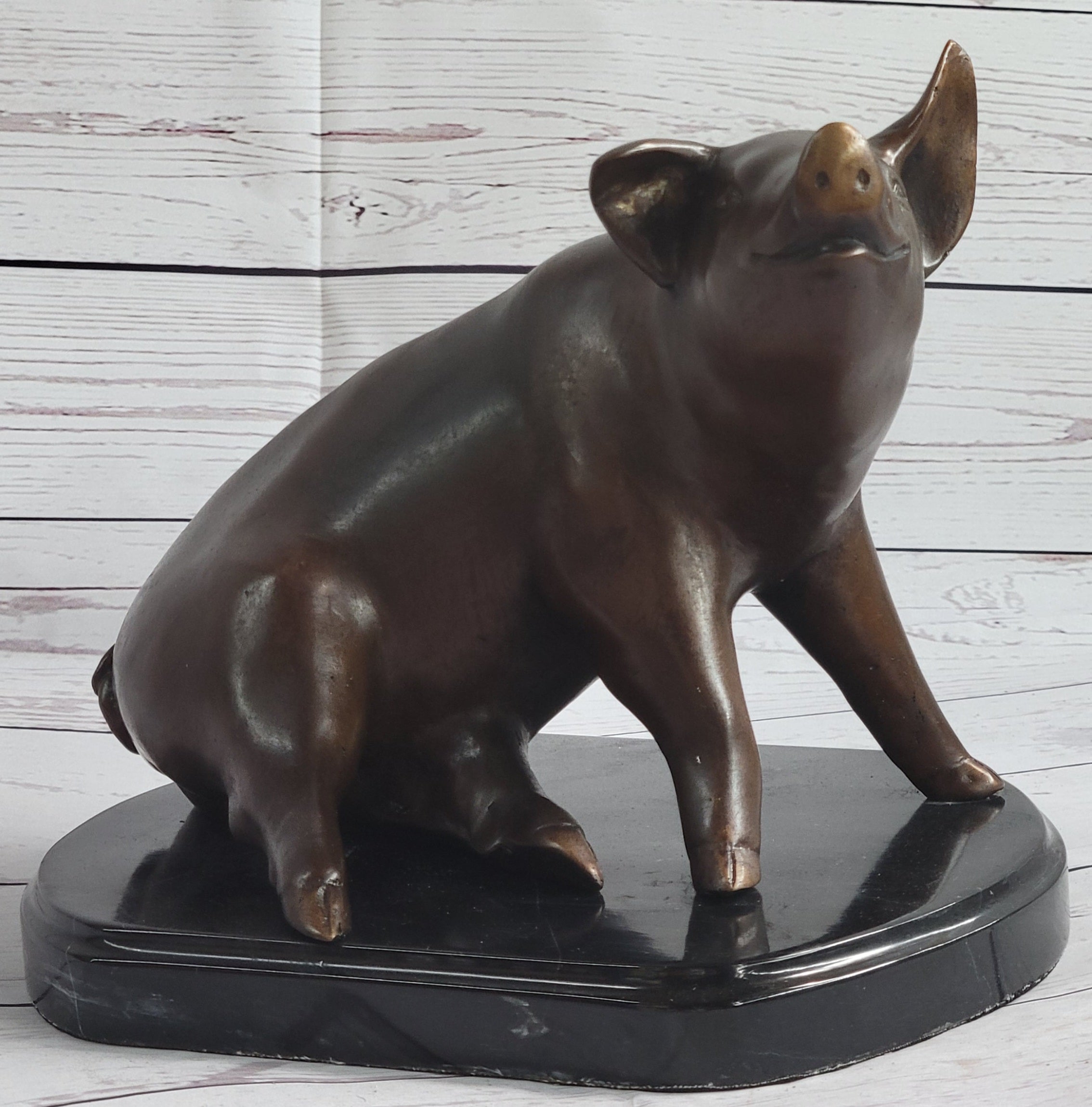 Bronze Metal Cute Pig Statue Sculpture Figure Figurine after PJ Mene 8.5" x 10"