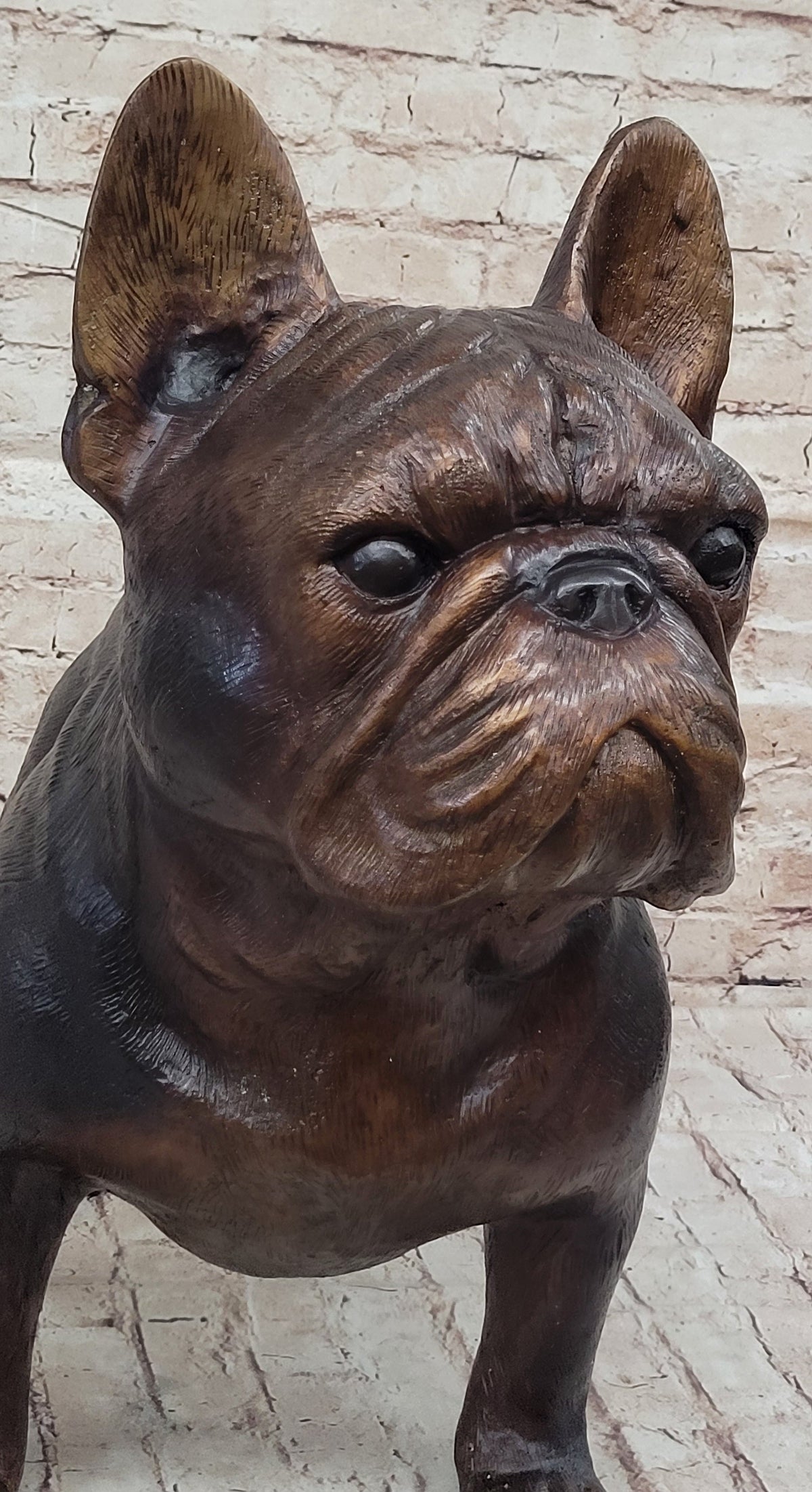 French Bulldog Puppy Dog Bronze Sculpture Statue Figure Signed Art Decor