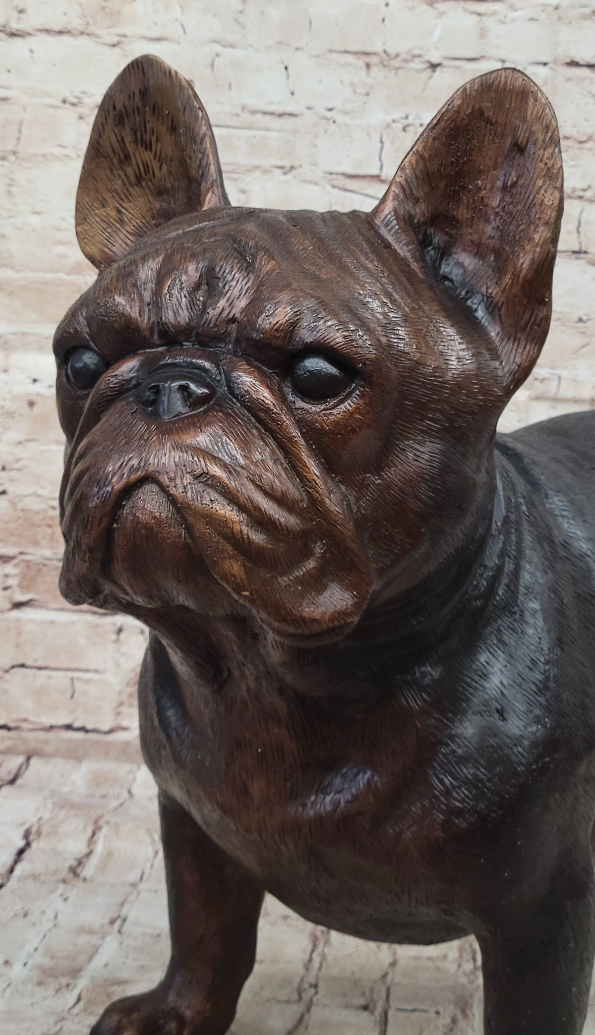 French Bulldog Puppy Dog Bronze Sculpture Statue Figure Signed Art Decor