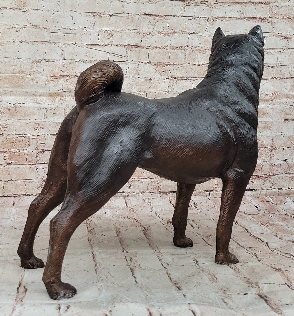 Shiba Inu Puppy Dog Bronze Sculpture Statue Figurine Collectible Art