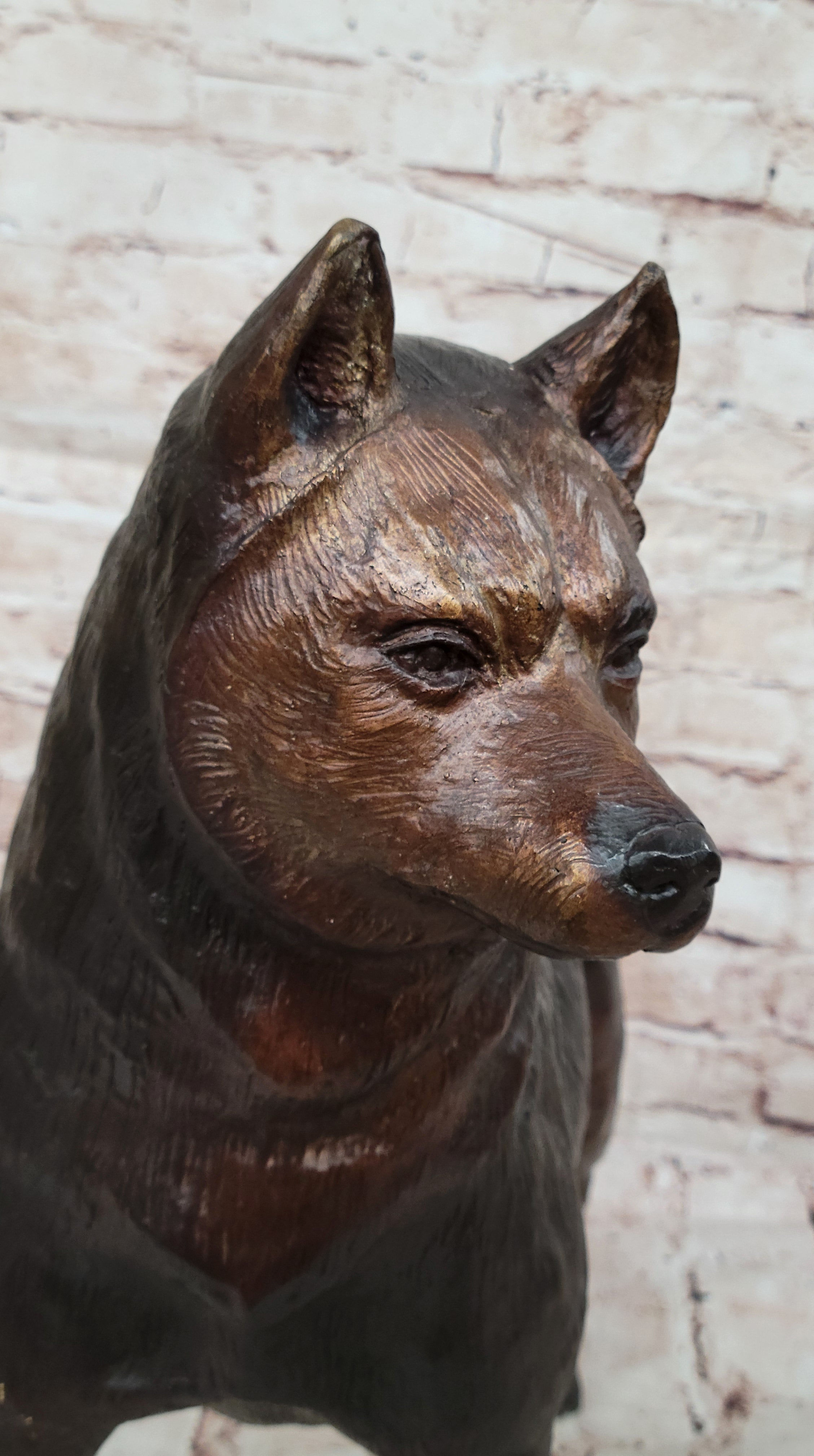 Shiba Inu Puppy Dog Bronze Sculpture Statue Figurine Collectible Art