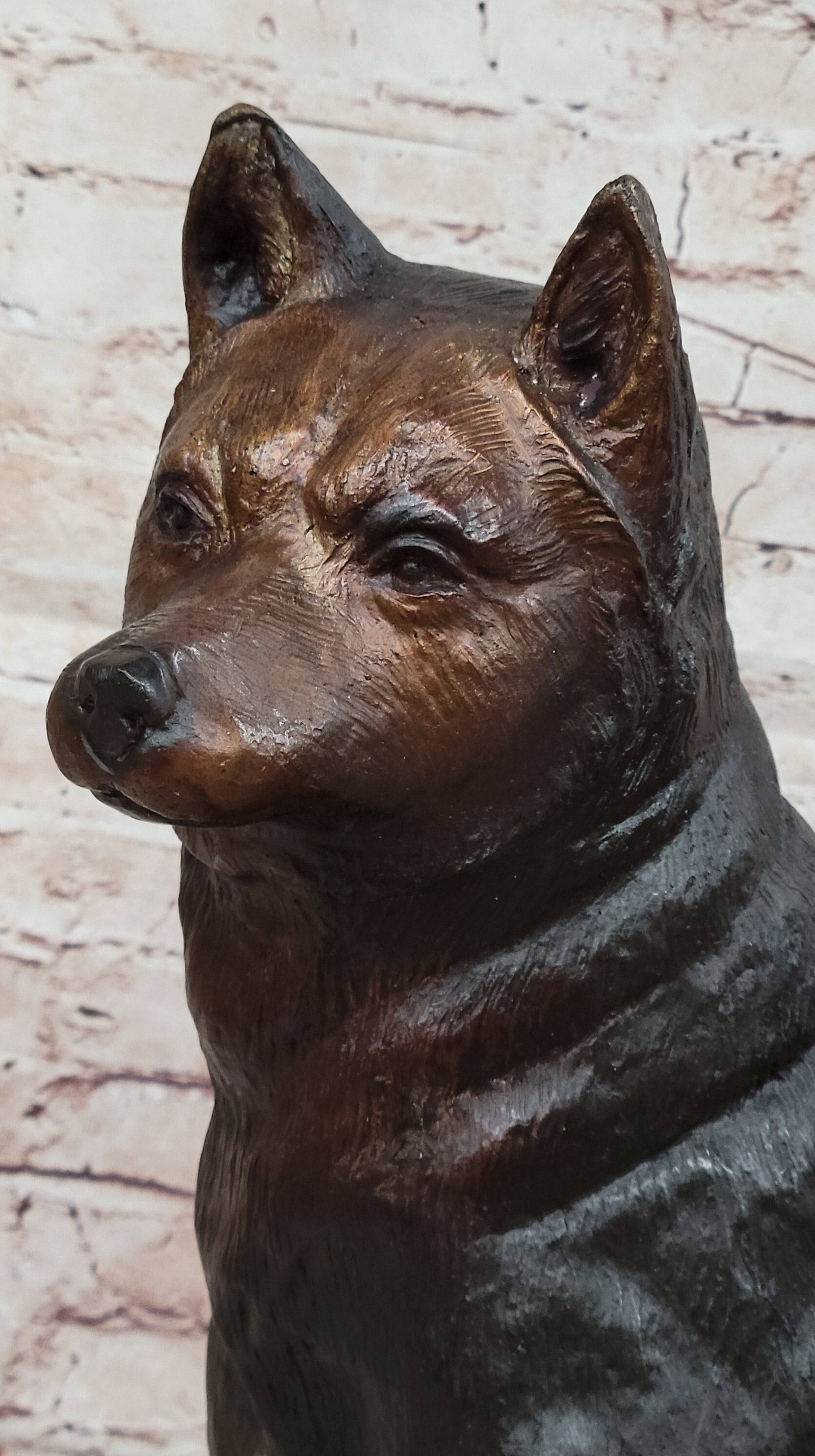 Shiba Inu Puppy Dog Bronze Sculpture Statue Figurine Collectible Art
