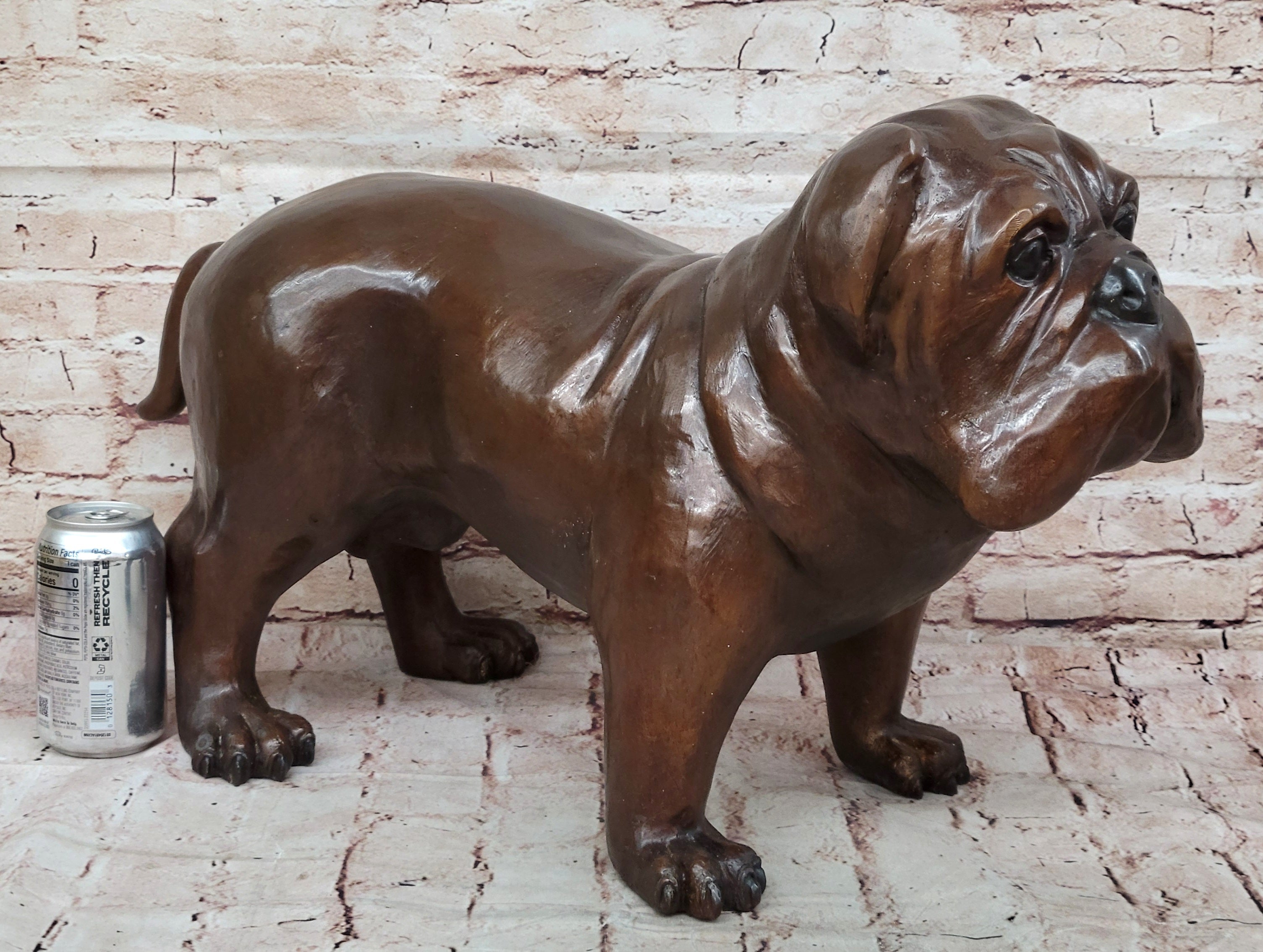 Life Size English Bulldog Puppy Bronze Statue Sculpture Figure 14" x 24"