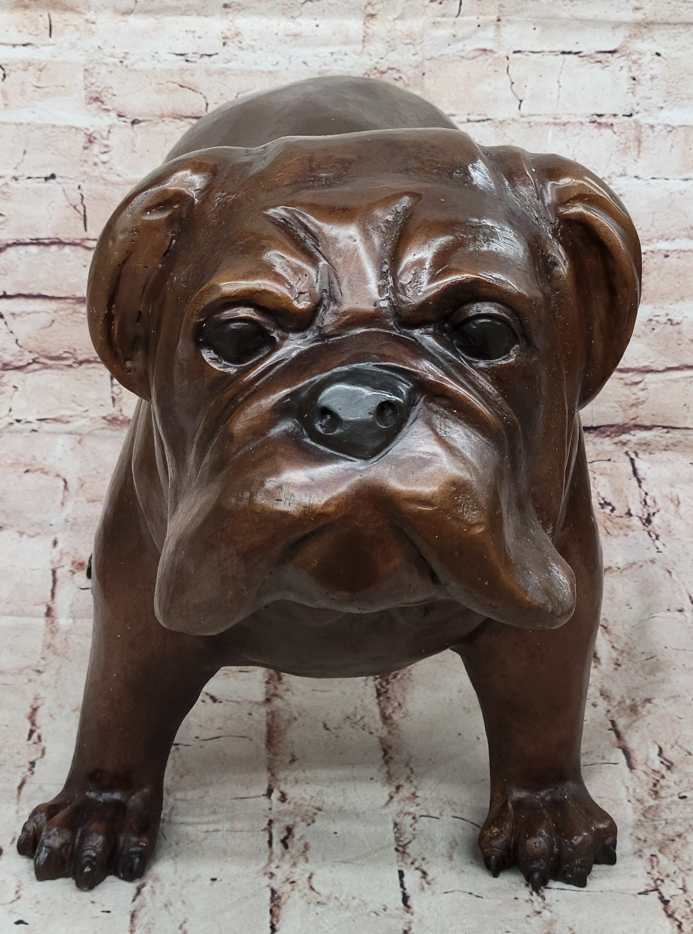 Life Size English Bulldog Puppy Bronze Statue Sculpture Figure 14" x 24"