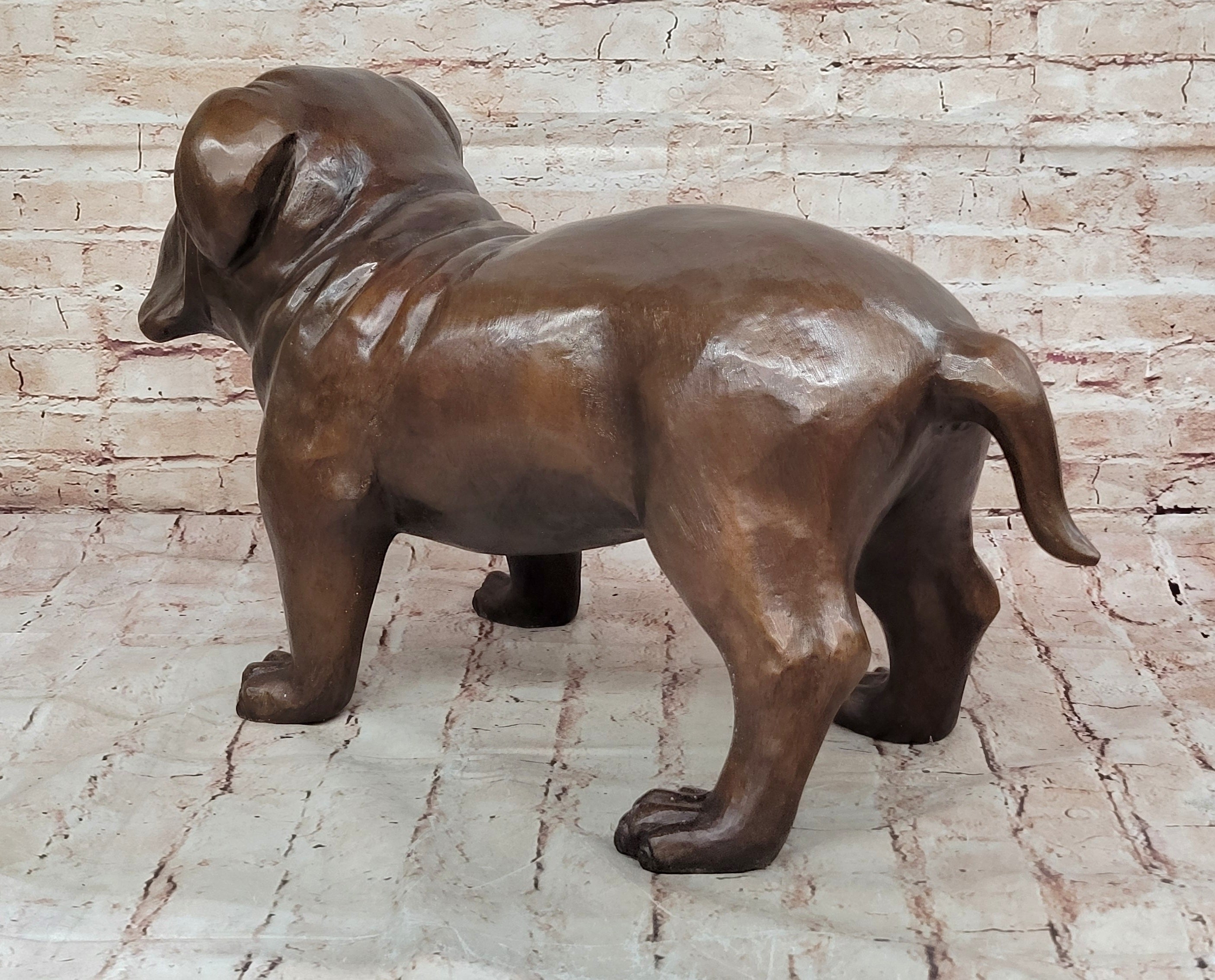 Life Size English Bulldog Puppy Bronze Statue Sculpture Figure 14" x 24"