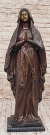 Madonna Virgin Mary Bronze Christian Catholic Sculpture Statue Signed Original 32" x 12"