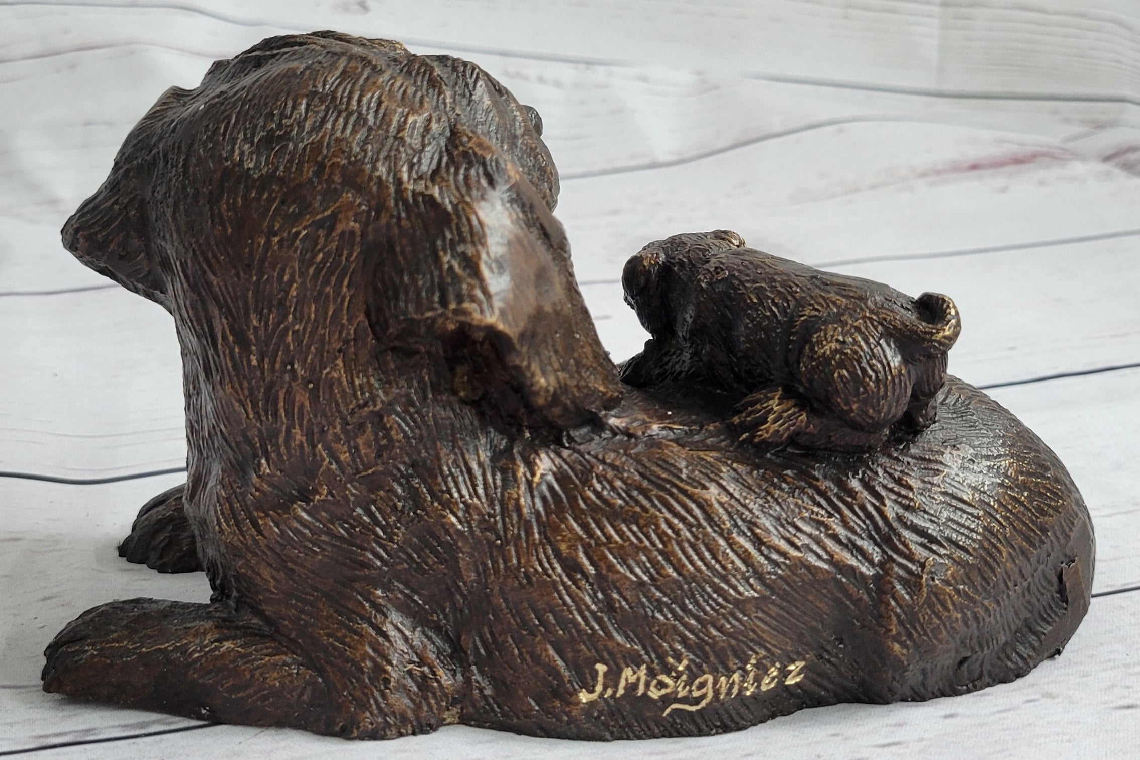 Labrador Retriever and Puppy Bronze Sculpture Dog Figure Figurine Decor 4" x 8"