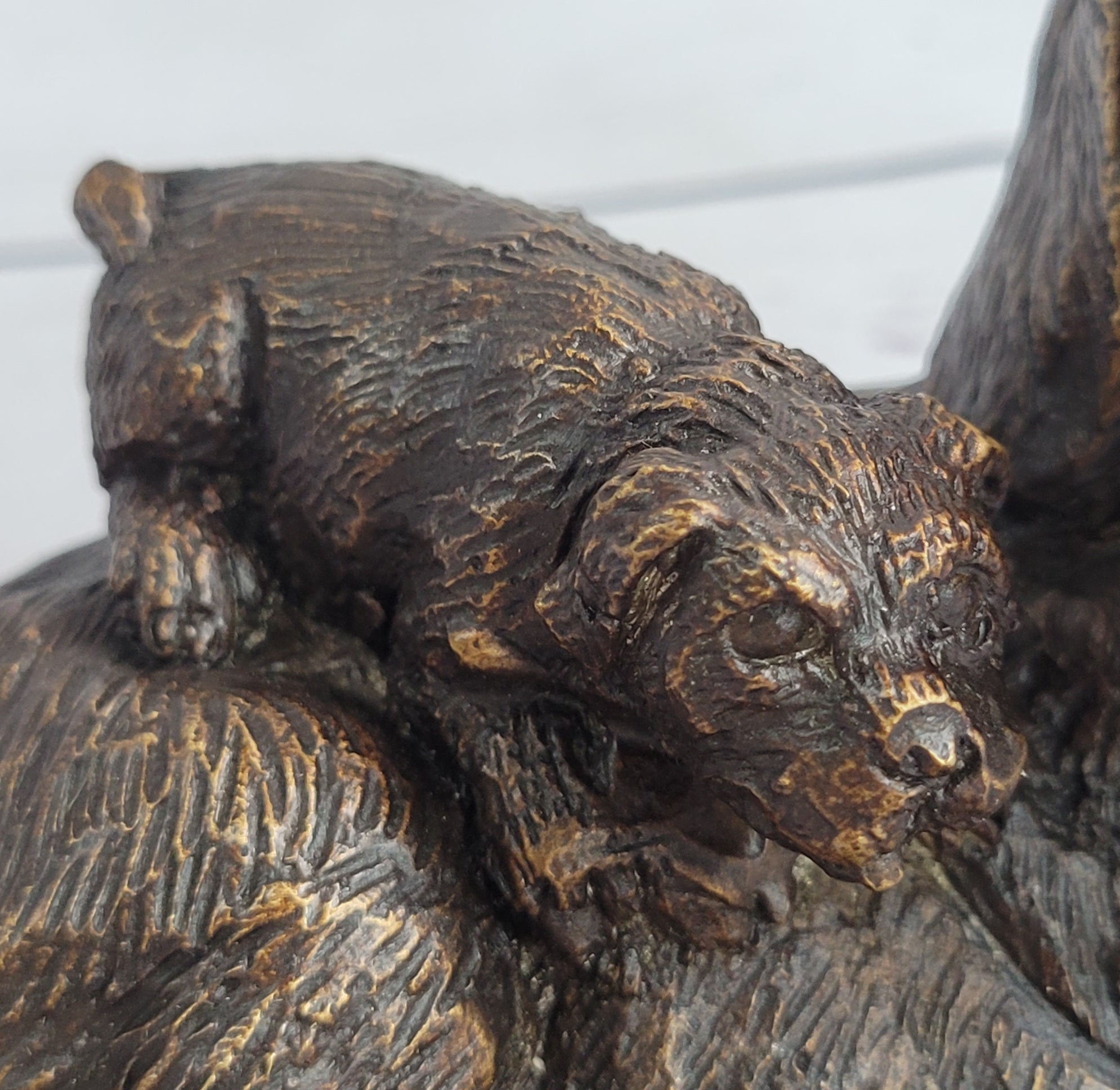 Labrador Retriever and Puppy Bronze Sculpture Dog Figure Figurine Decor 4" x 8"