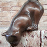 Cat Kitten Sitting on the Edge Bronze Figurine Sculpture Figure Collectible 3" x 6"