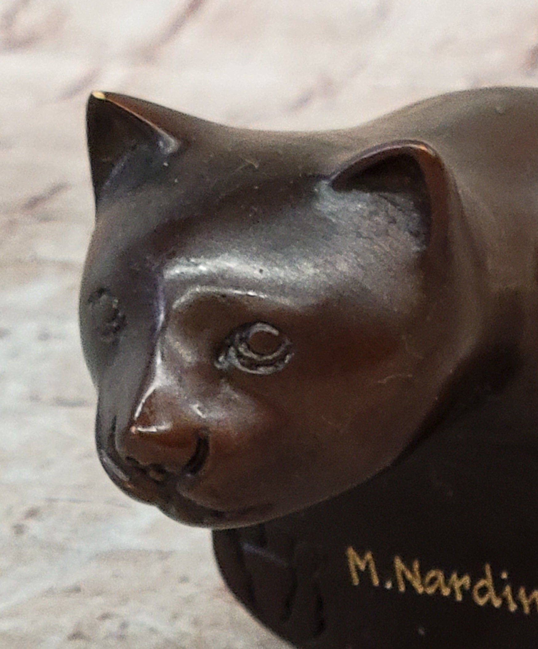 Cat Kitten Sitting on the Edge Bronze Figurine Sculpture Figure Collectible 3" x 6"