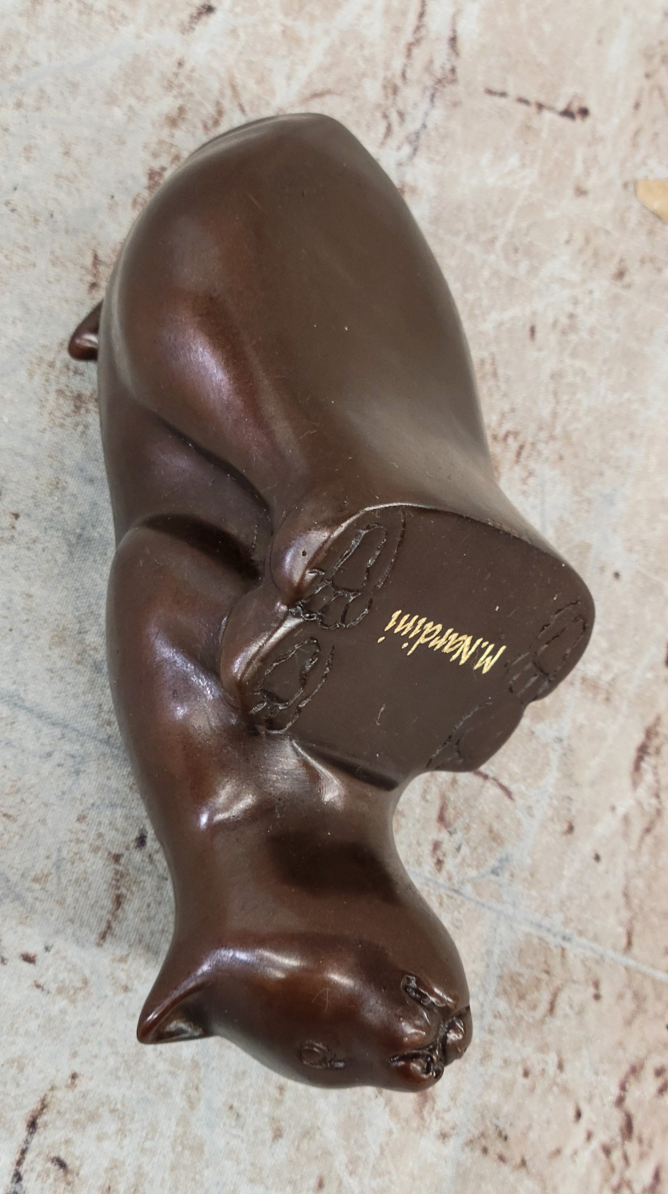 Cat Kitten Sitting on the Edge Bronze Figurine Sculpture Figure Collectible 3" x 6"