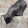 Signed Desk Top Adorable Cat Bronze Sculpture Real Hot Cast Figurine Lost Wax