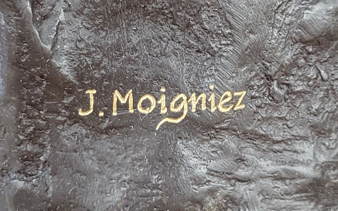 Lion Resting on a Branch - Bronze Sculpture Statue Wildlife Decor by J. Moigniez