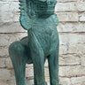 Chinese Foo Dog Guardian Lion Bronze Sculpture Statue Signed Handmade Art 13" x 6"