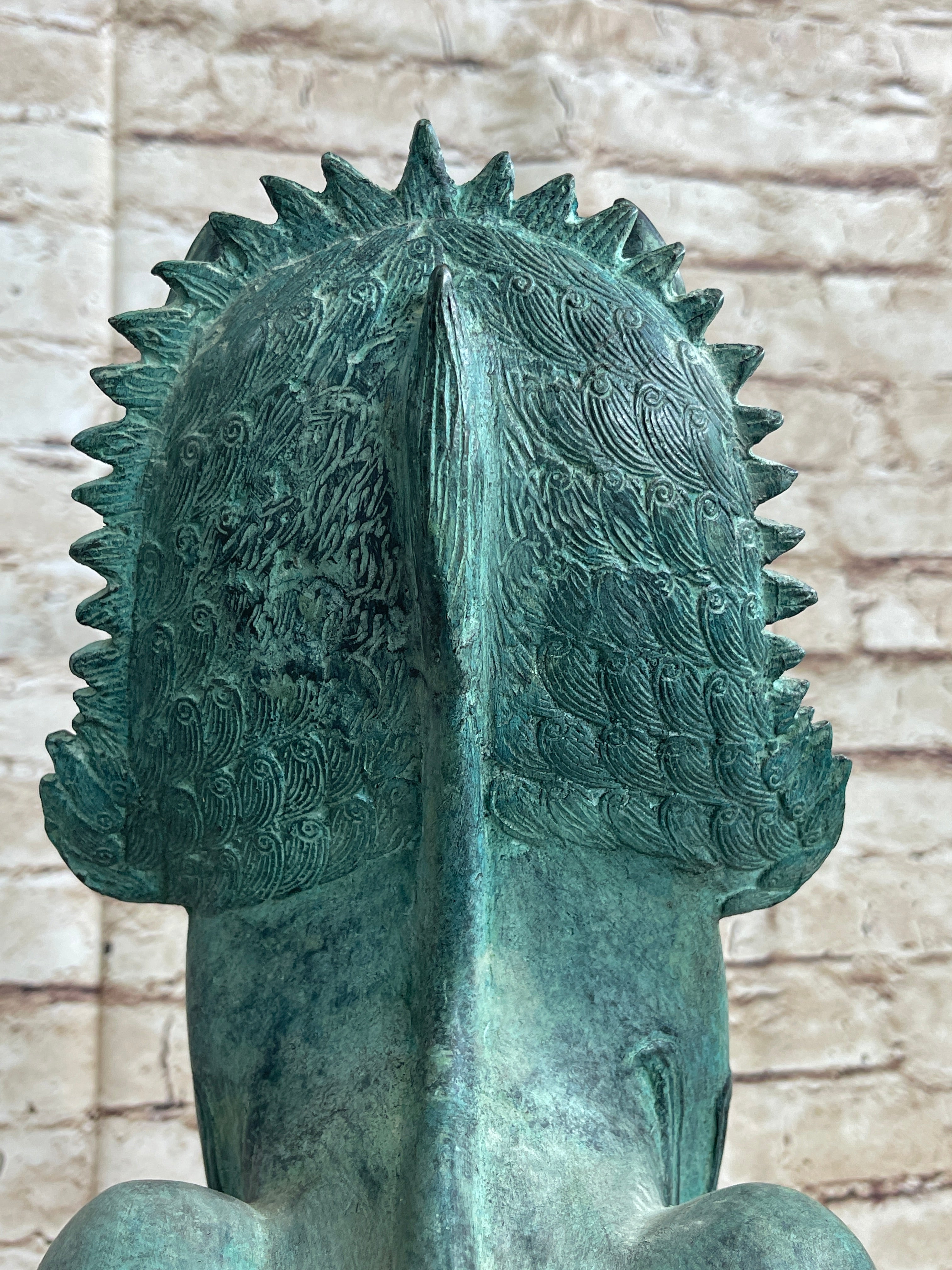 Chinese Foo Dog Guardian Lion Bronze Sculpture Statue Signed Handmade Art 13" x 6"