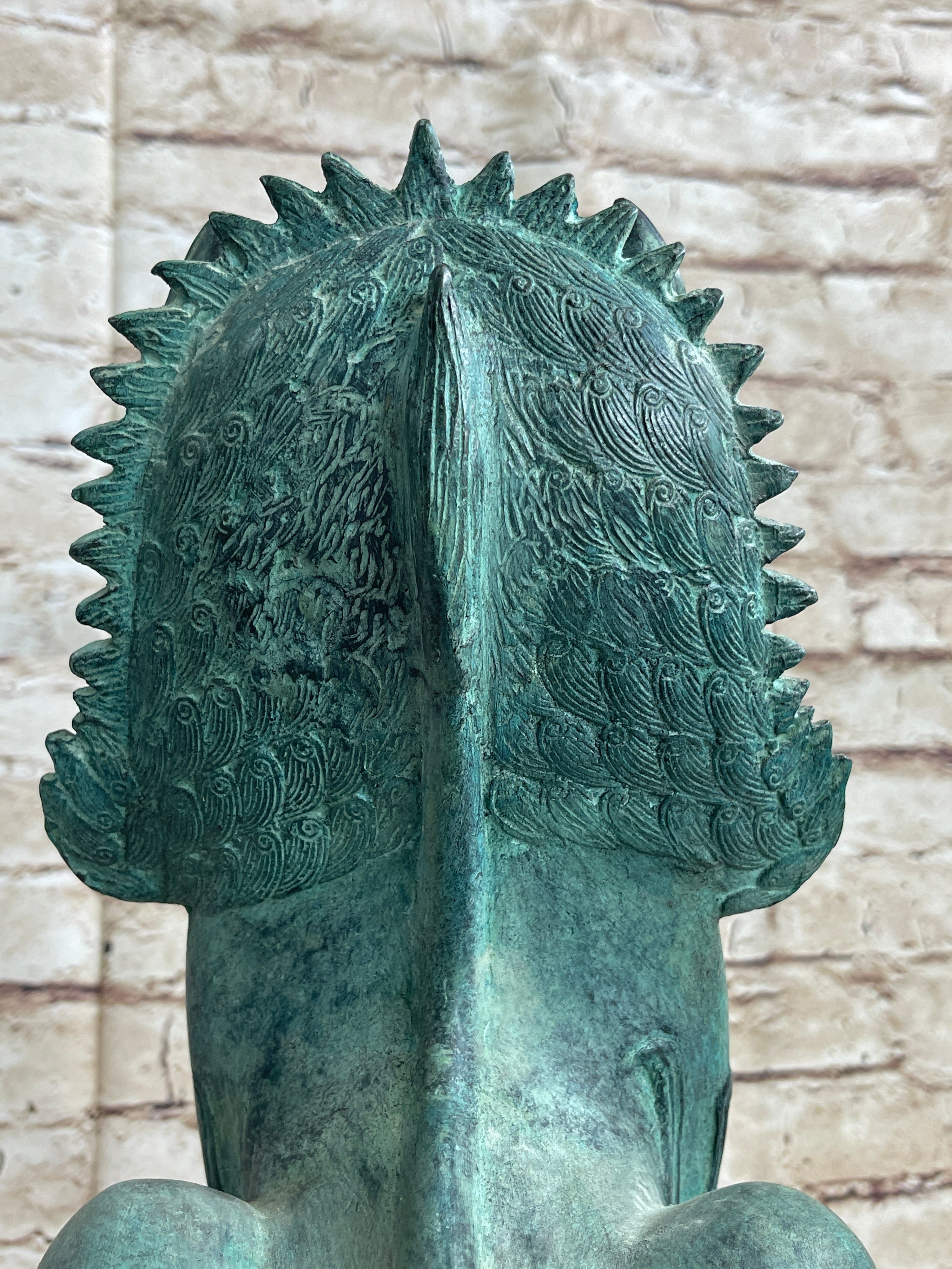 Chinese Foo Dog Guardian Lion Bronze Sculpture Statue Signed Handmade Art 13" x 6"