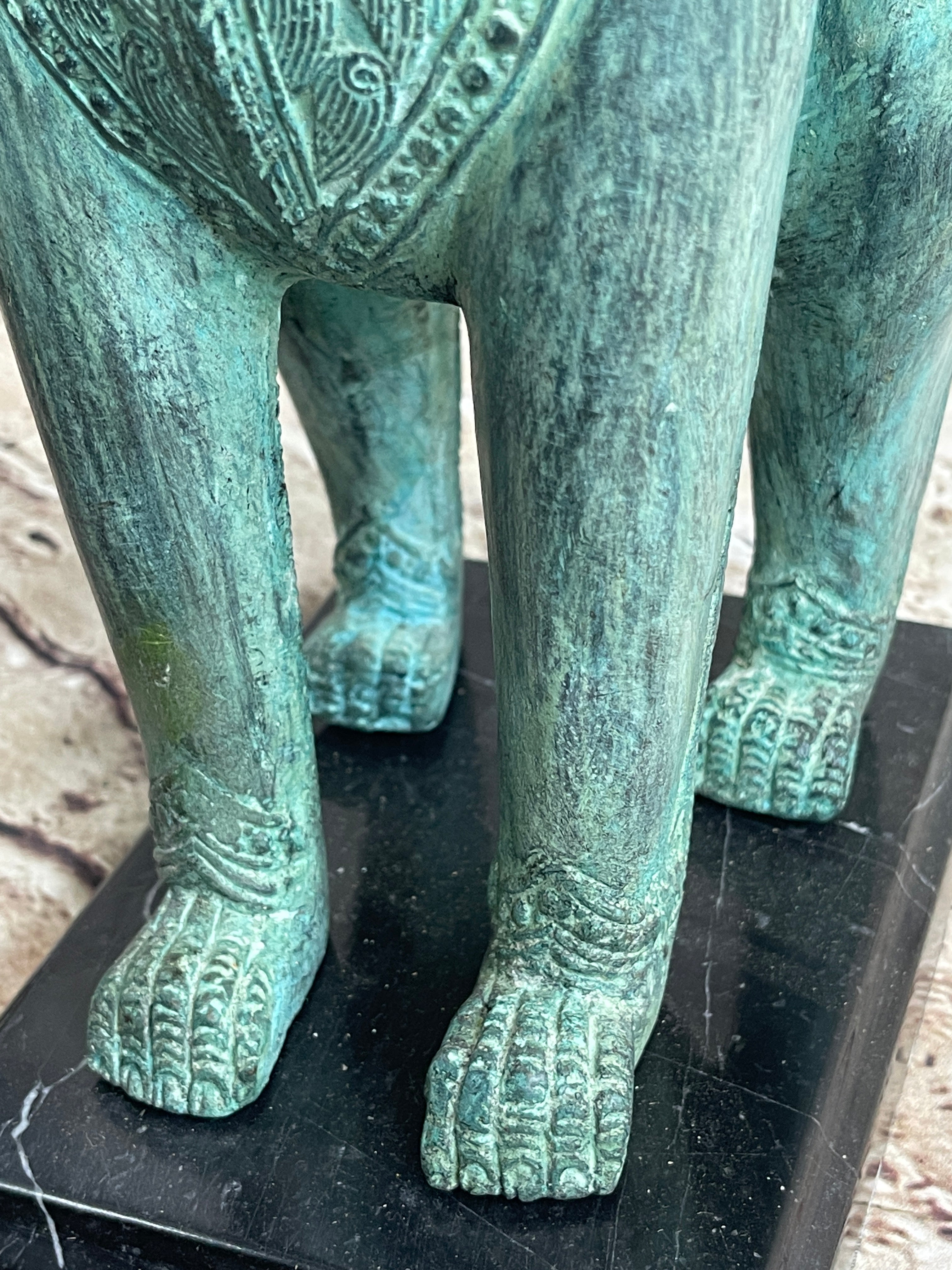 Chinese Foo Dog Guardian Lion Bronze Sculpture Statue Signed Handmade Art 13" x 6"