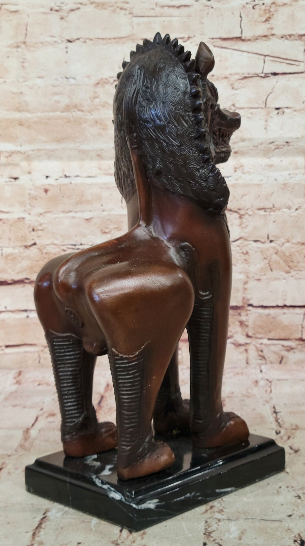 Bronze Foo Dog Guardian Statue – Oriental Protective Lion Sculpture