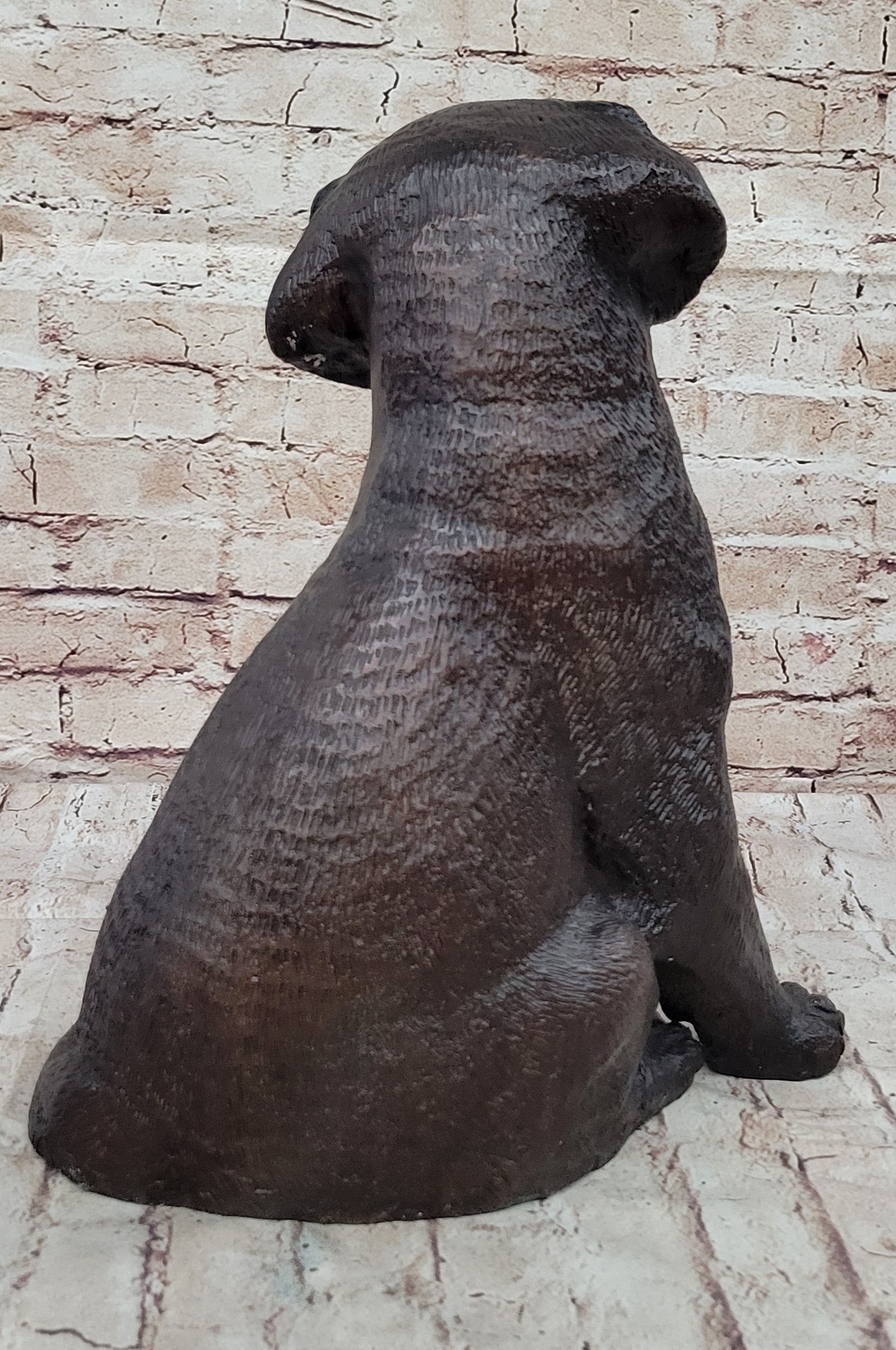 Bronze Metal Labrador Puppy Dog Sculpture Statue Figure Signed Art Collectible