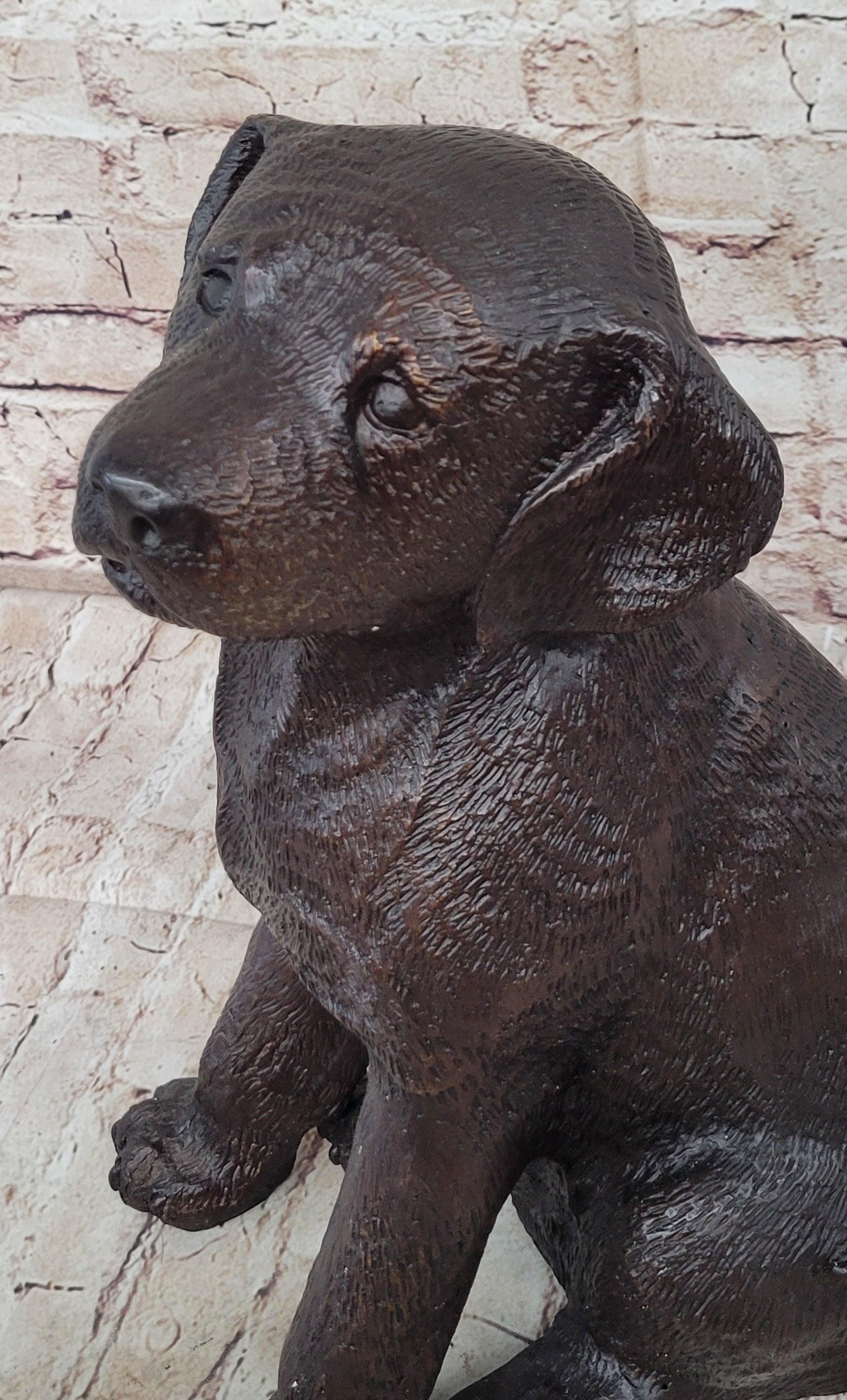 Bronze Metal Labrador Puppy Dog Sculpture Statue Figure Signed Art Collectible