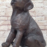 Bronze Metal Labrador Puppy Dog Sculpture Statue Figure Signed Art Collectible