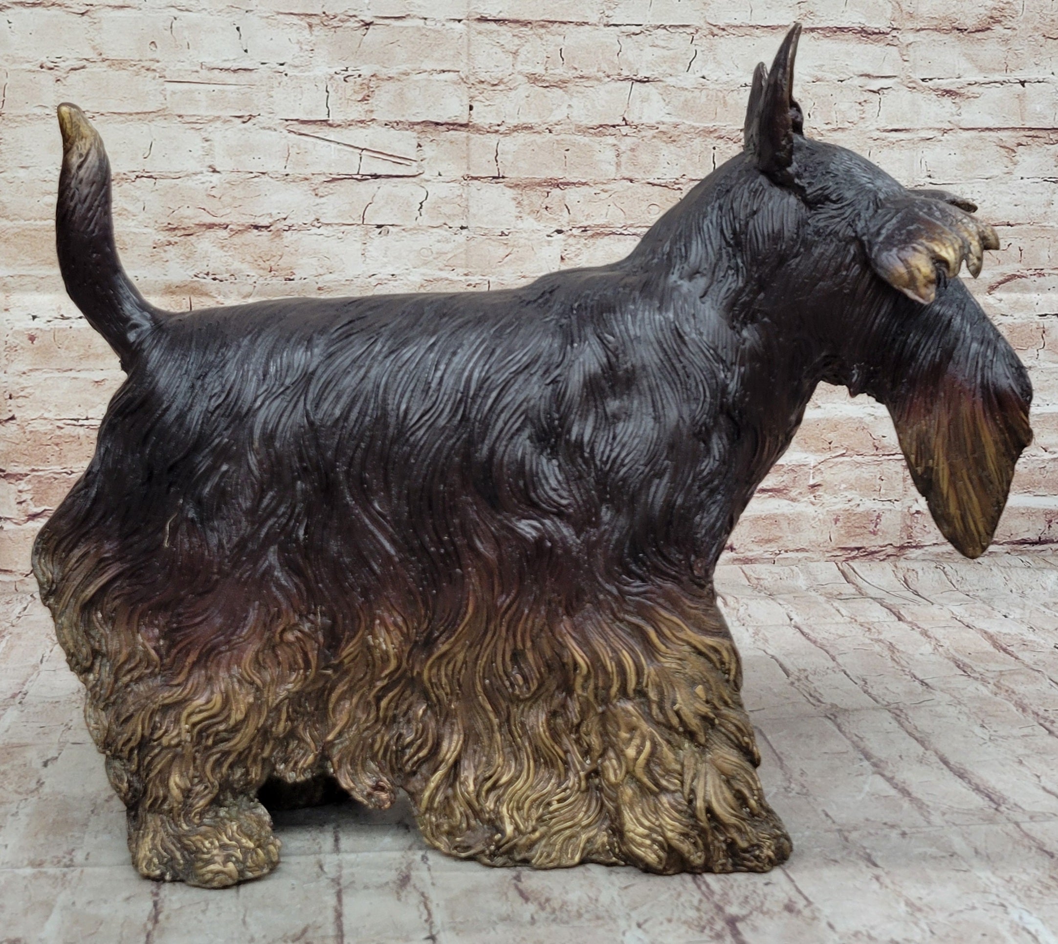 Scottish Terrier Dog Bronze Metal Sculpture Statue Figure Figurine Handmade Art 16" x 20"
