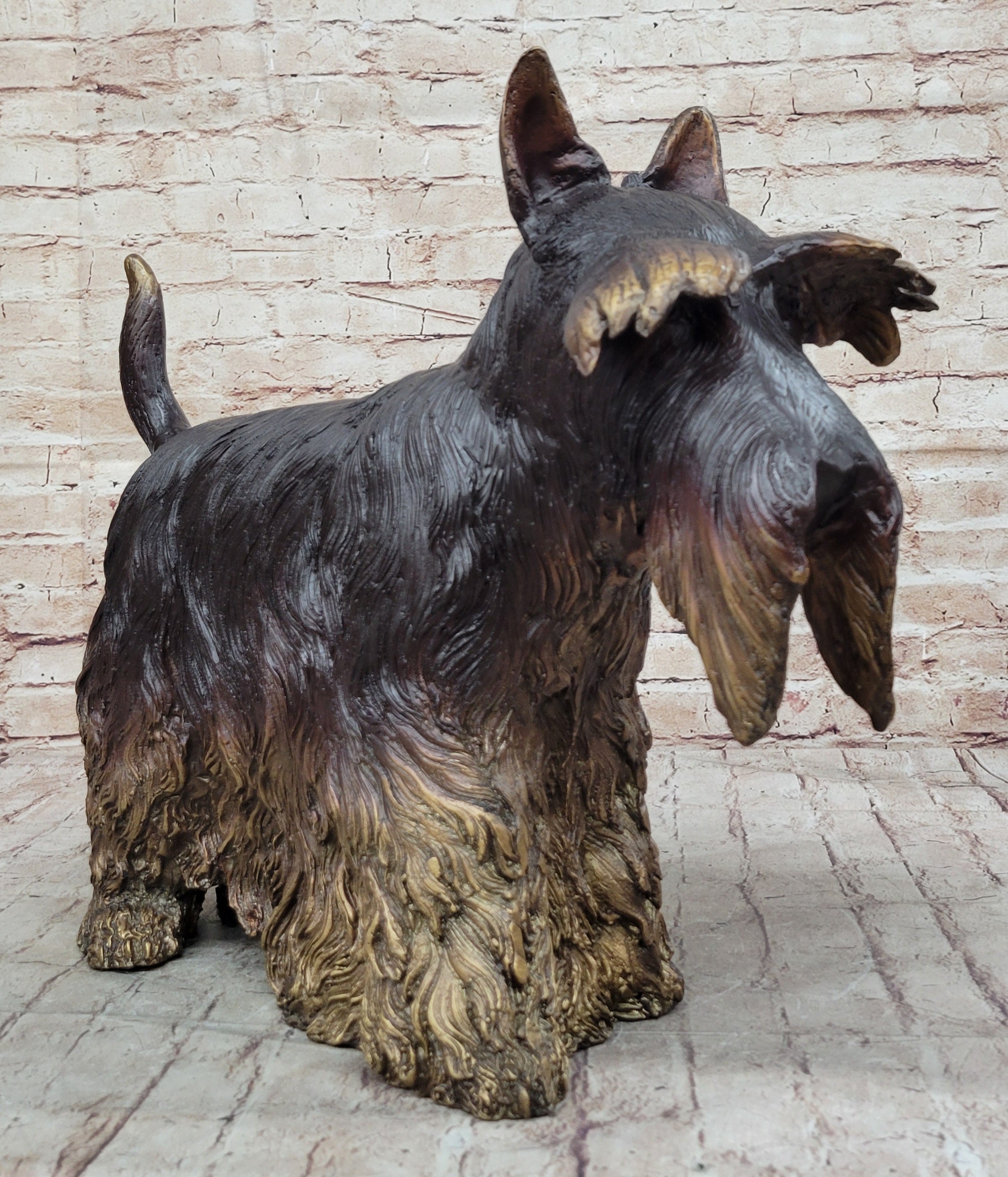 Scottish Terrier Dog Bronze Metal Sculpture Statue Figure Figurine Handmade Art 16" x 20"