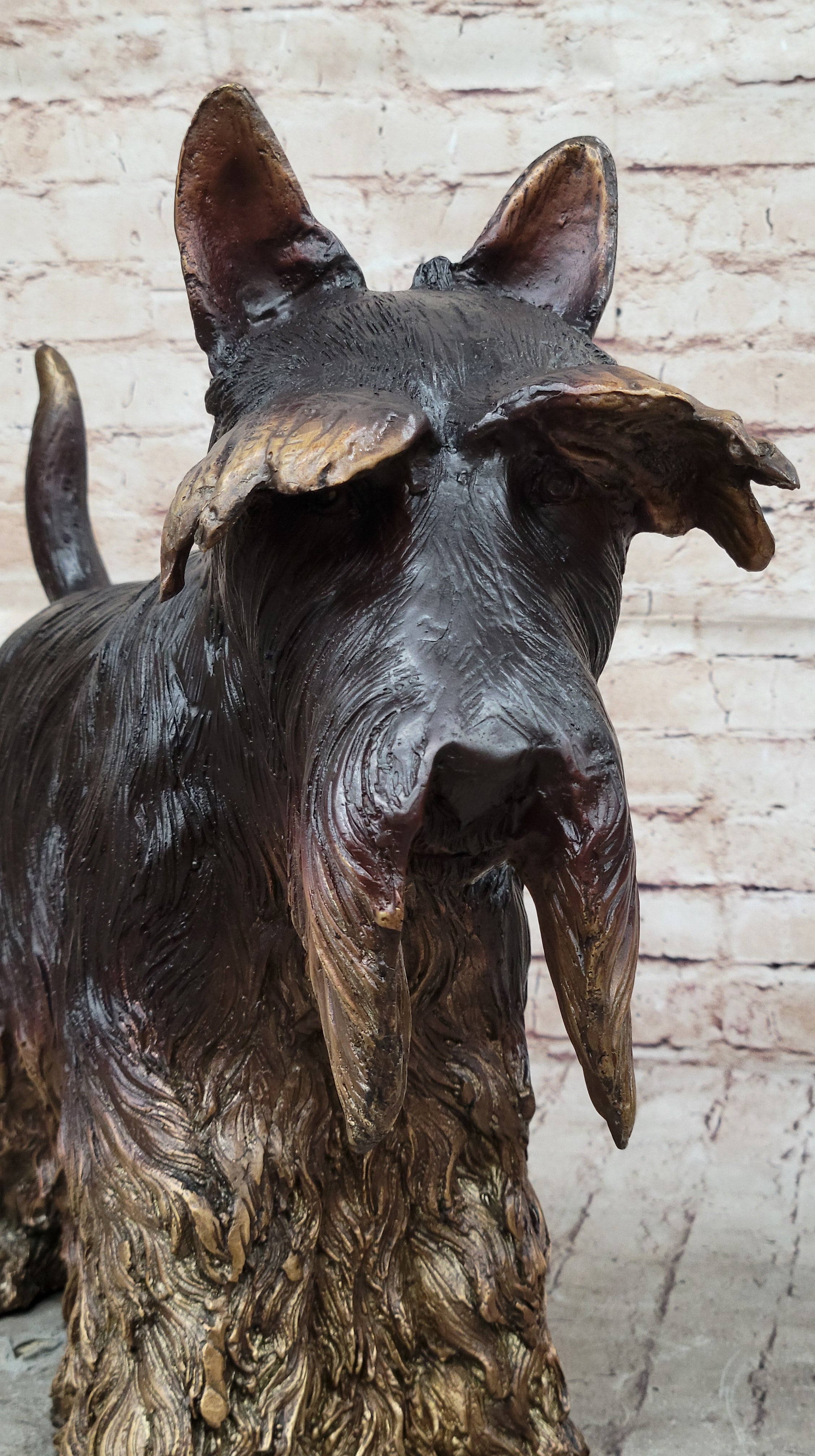 Scottish Terrier Dog Bronze Metal Sculpture Statue Figure Figurine Handmade Art 16" x 20"